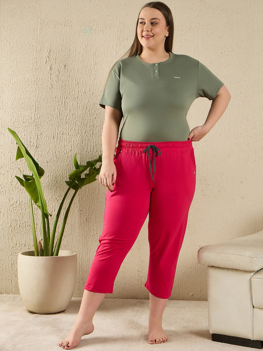 Cotton Capris For Women - Half Capri Pants - Pink