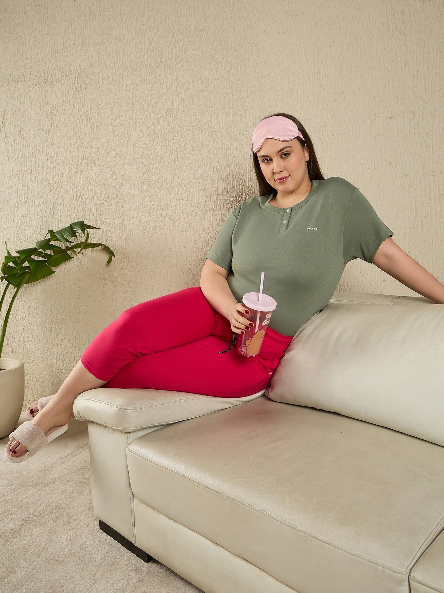 Cotton Capris For Women - Half Pants Pack of 2 (Olive & Pink)