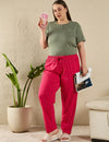 Cotton Printed Night Pants For Women - Pink
