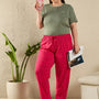 Cotton Printed Night Pants For Women - Pink