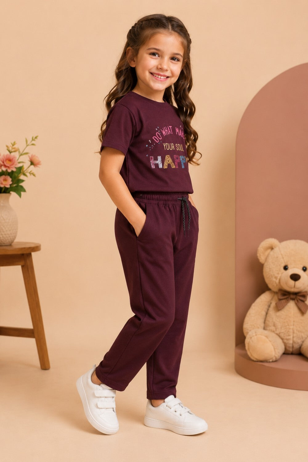 Girls Cotton T-Shirt & Pajama Set Soft Co-Ord Outfit for Kids 6-9 Years  (6-9 Years)