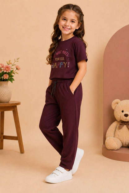Girls Cotton T-Shirt & Pajama Set Soft Co-Ord Outfit for Kids 6-9 Years  (6-9 Years)