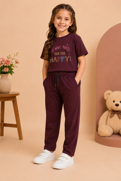 Girls Cotton T-Shirt & Pajama Set Soft Co-Ord Outfit for Kids 6-9 Years  (6-9 Years)