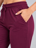 Mid Rise Easy Cotton Pants-Wine