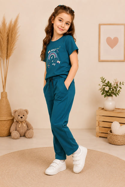 Girls Cotton T-Shirt & Pajama Set Soft Co-Ord Outfit for Kids 6-9 Years  (6-9 Years)
