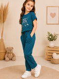 Girls Cotton T-Shirt & Pajama Set Soft Co-Ord Outfit for Kids 6-9 Years  (6-9 Years)