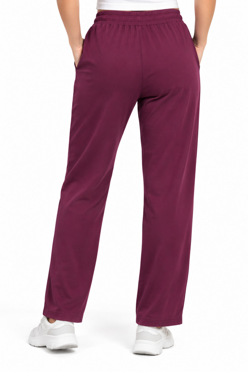 Mid Rise Easy Cotton Pants-Wine