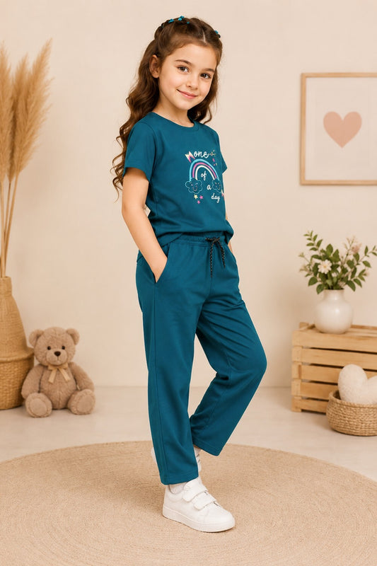 Girls Cotton T-Shirt & Pajama Set Soft Co-Ord Outfit for Kids 6-9 Years  (6-9 Years)