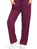 Mid Rise Easy Cotton Pants-Wine