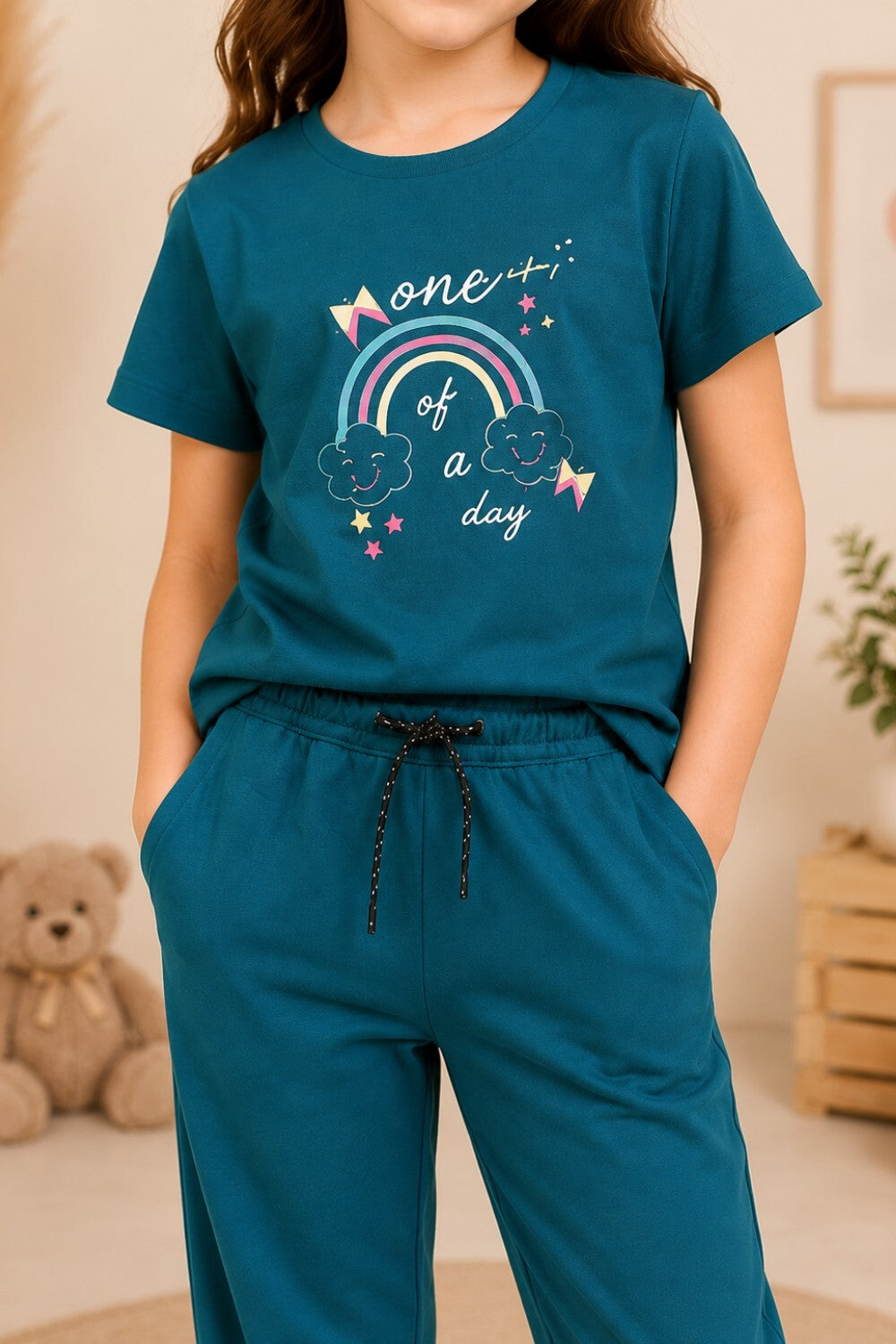 Girls Cotton T-Shirt & Pajama Set Soft Co-Ord Outfit for Kids 6-9 Years  (6-9 Years)