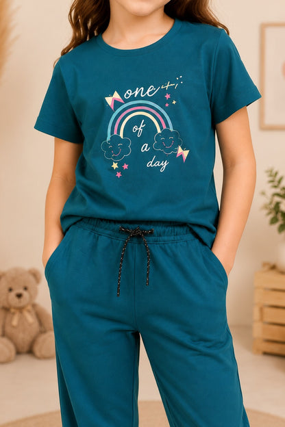 Girls Cotton T-Shirt & Pajama Set Soft Co-Ord Outfit for Kids 6-9 Years  (6-9 Years)