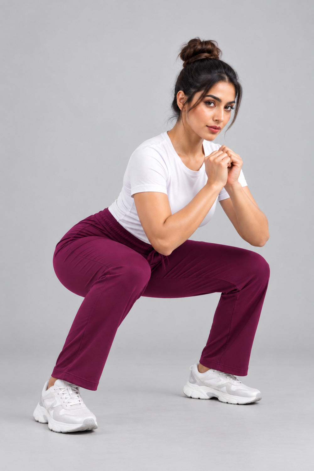 Mid Rise Easy Cotton Pants-Wine