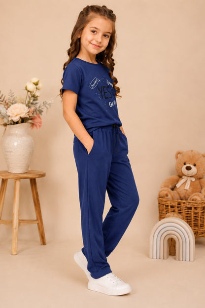 Girls Cotton T-Shirt & Pajama Set Soft Co-Ord Outfit for Kids 6-9 Years  (6-9 Years)