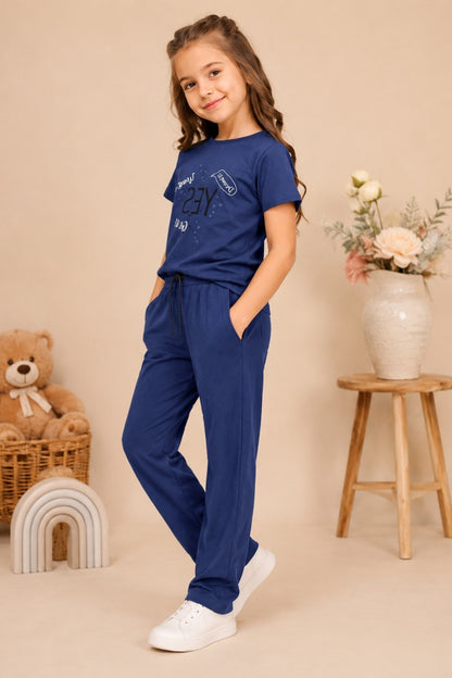 Girls Cotton T-Shirt & Pajama Set Soft Co-Ord Outfit for Kids 6-9 Years  (6-9 Years)