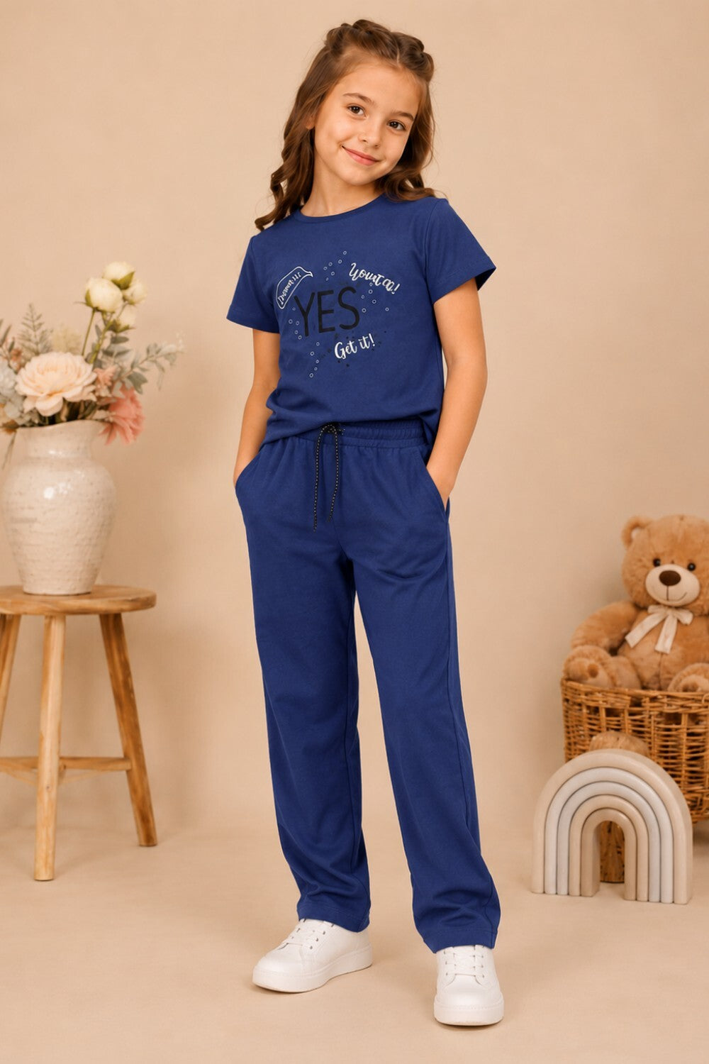 Girls Cotton T-Shirt & Pajama Set Soft Co-Ord Outfit for Kids 6-9 Years  (6-9 Years)