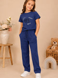 Girls Cotton T-Shirt & Pajama Set Soft Co-Ord Outfit for Kids 6-9 Years  (6-9 Years)
