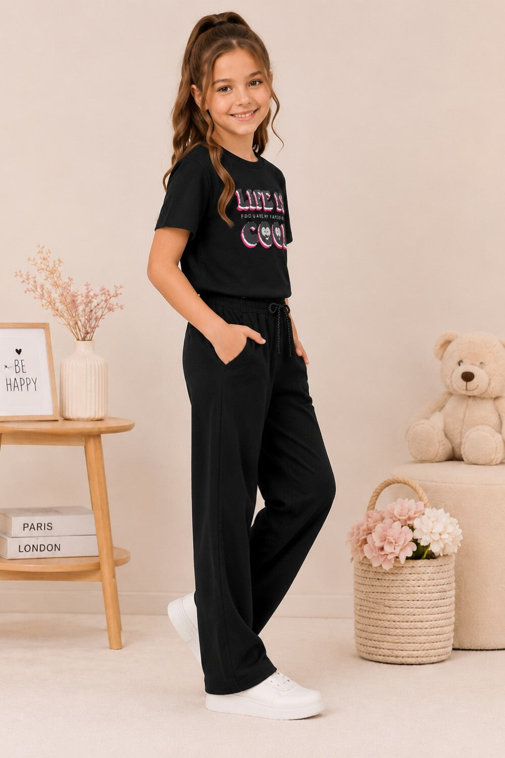 Girls Cotton T-Shirt & Pajama Set Soft Co-Ord Outfit for Kids 6-9 Years  (6-9 Years)