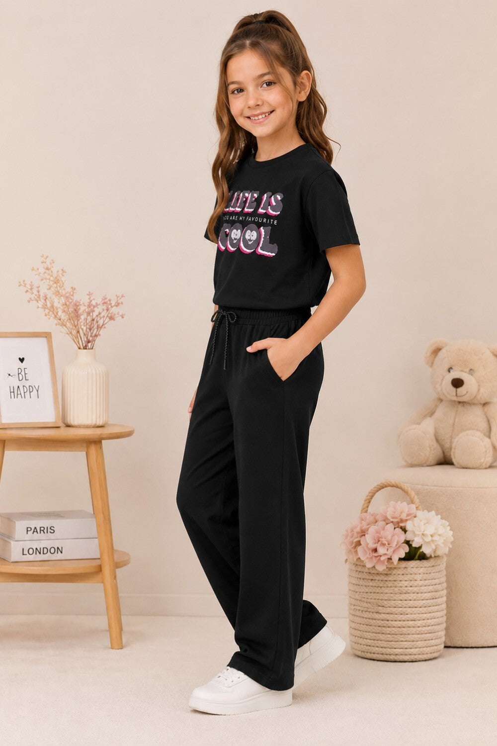 Girls Cotton T-Shirt & Pajama Set Soft Co-Ord Outfit for Kids 6-9 Years  (6-9 Years)