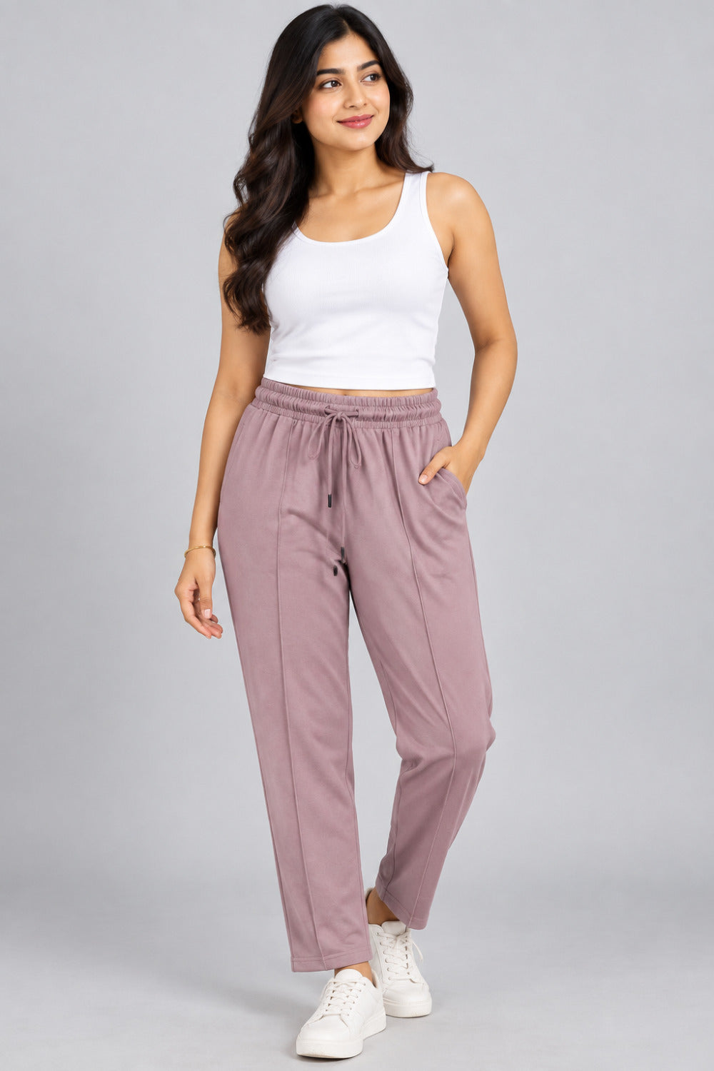 Mid Rise Easy Cotton Pants-Primrose