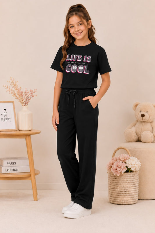 Girls Cotton T-Shirt & Pajama Set Soft Co-Ord Outfit for Kids 6-9 Years  (6-9 Years)