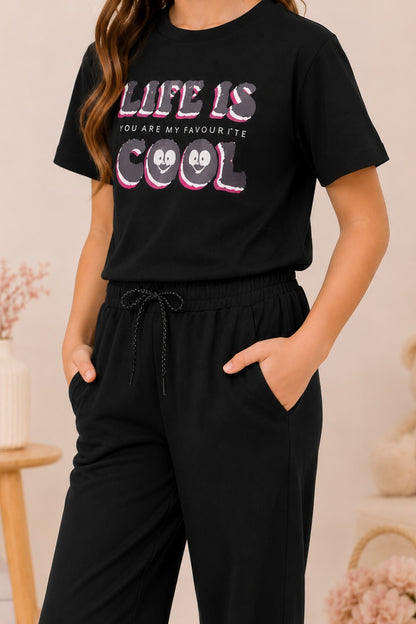 Girls Cotton T-Shirt & Pajama Set Soft Co-Ord Outfit for Kids 6-9 Years  (6-9 Years)