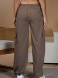 Women Smart Straight Fit Easy Wash Cotton Cargo Pants-Mocha