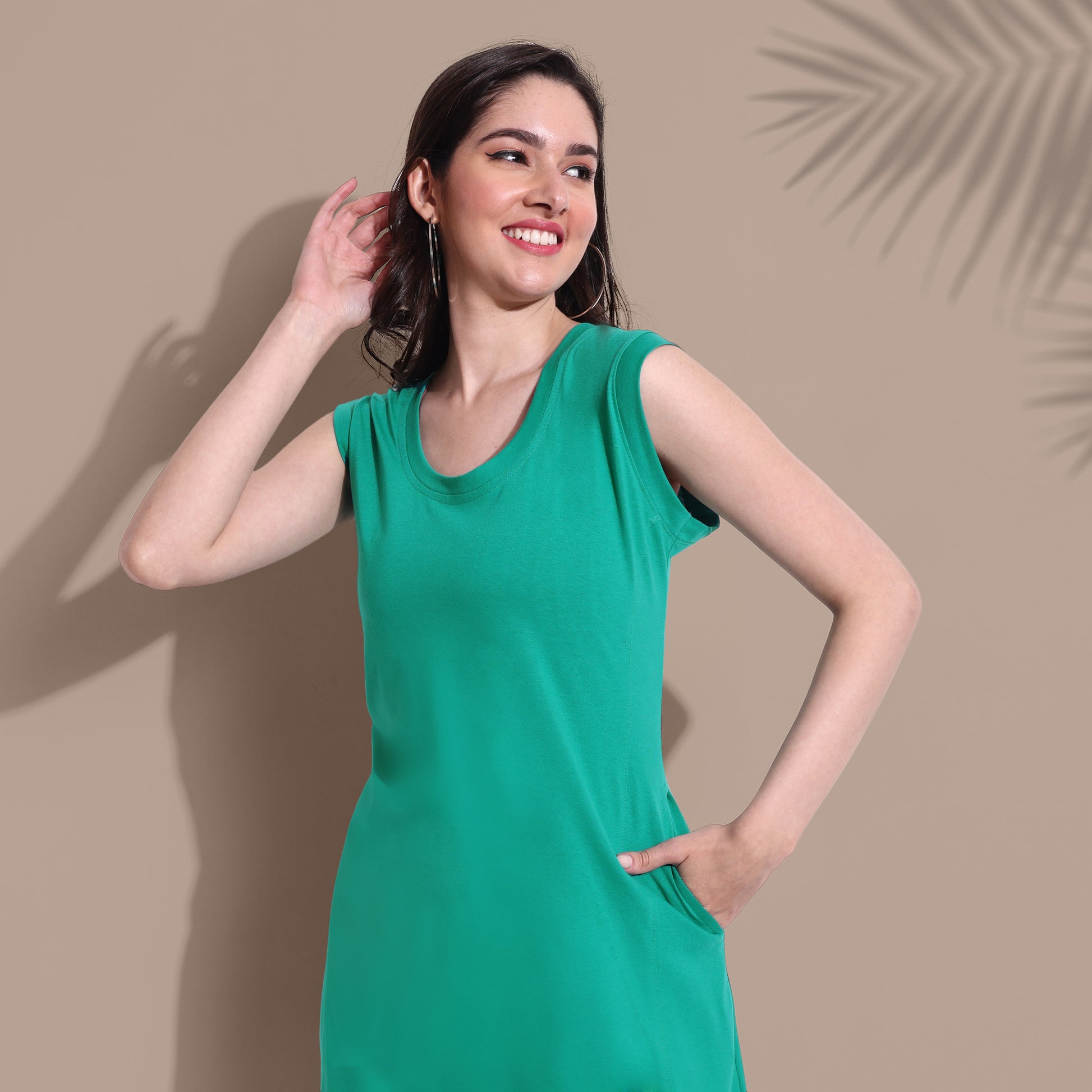 Persian Green Comfortable Breezy Lounge Dress for Summer online in India at best prices