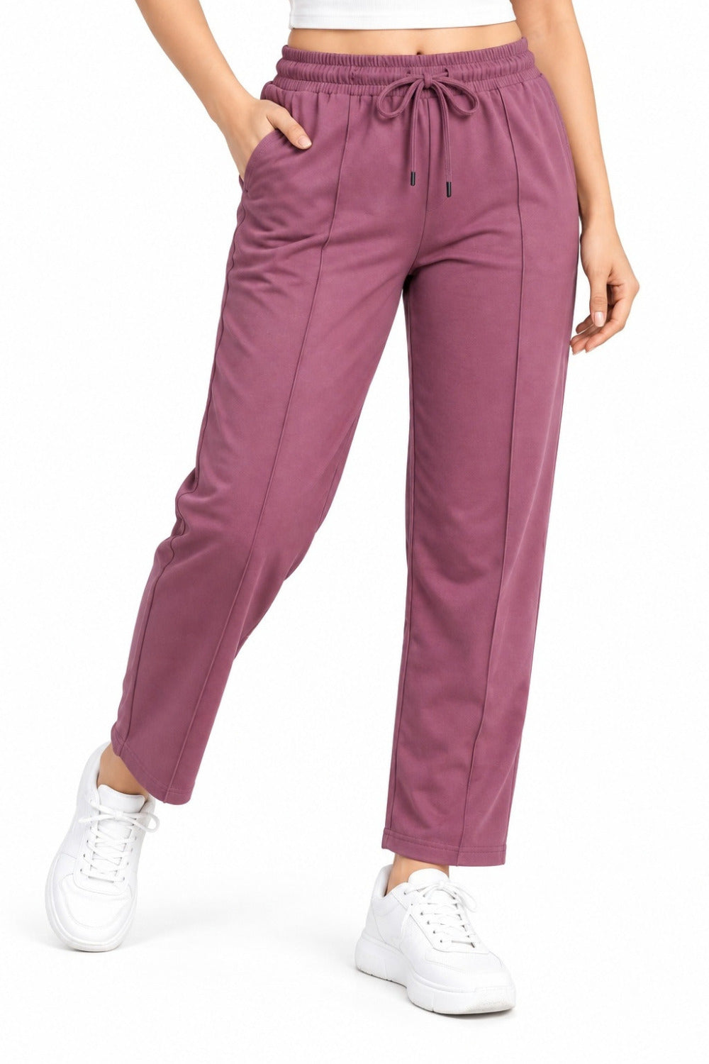 Mid Rise Easy Cotton Pants-Cherry Blossom
