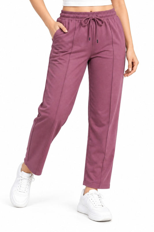 Mid Rise Easy Cotton Pants-Cherry Blossom