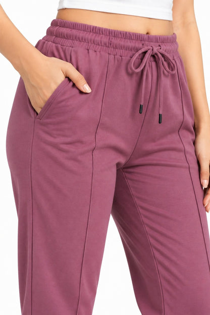 Mid Rise Easy Cotton Pants-Cherry Blossom