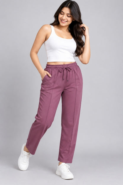 Mid Rise Easy Cotton Pants-Cherry Blossom