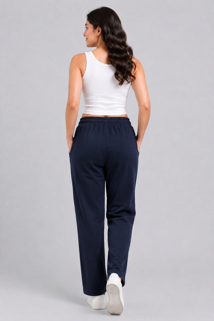 Cotton Regular Fit Lounge Pants For Women - Navy