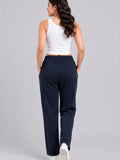 Cotton Regular Fit Lounge Pants For Women - Navy