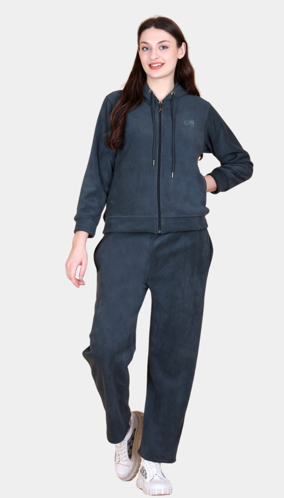 Winters Ultra Warm Fleece Tracksuit Set -Green