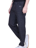 Jinxer Men’s Black Striped Straight-Fit Cotton Trackpant-Black