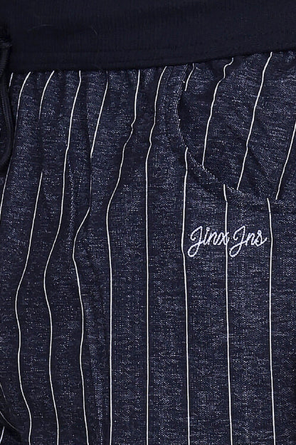 Jinxer Men’s Black Striped Straight-Fit Cotton Trackpant-Black