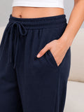 Cotton Regular Fit Lounge Pants For Women - Navy