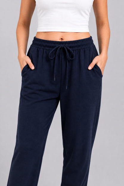 Cotton Regular Fit Lounge Pants For Women - Navy