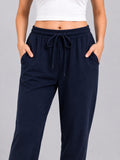 Cotton Regular Fit Lounge Pants For Women - Navy