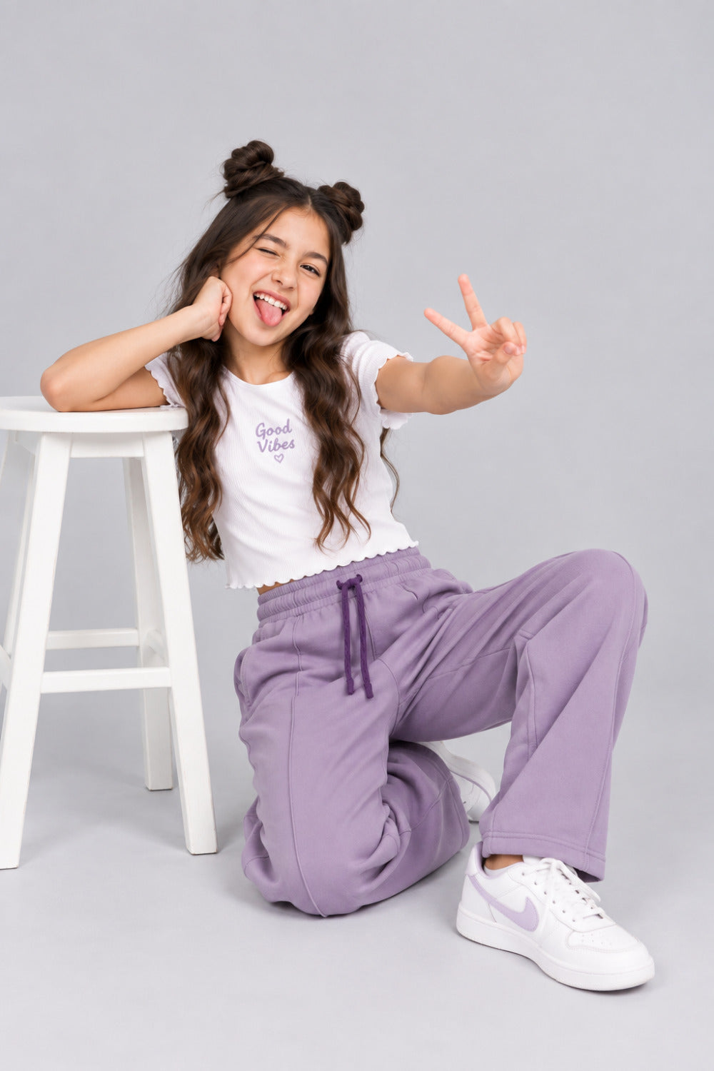 Girls' Relaxed Fit Cotton Track Pants for 11–14 Years