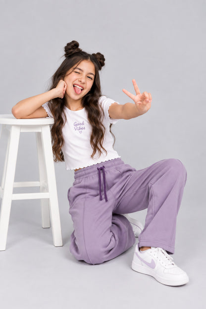 Girls' Relaxed Fit Cotton Track Pants for 11–14 Years