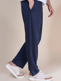 Jinxer Men Side Striped wide leg Fit Trackpants Navy