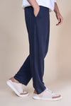 Jinxer Men Side Striped wide leg Fit Trackpants Navy