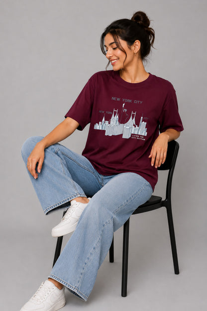 Cupid Woman Basic Printed Cotton Tees In Plus Sizes