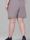 Women's High-Waisted Design Drawstring Waist Blended Regular Fit Shorts- Mocha