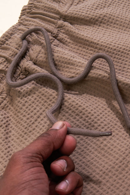 Women's High Rise Waffle Knit Track Pants-Mocha