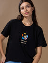 Women Find Your Balance Textured Cotton Relaxed  Fit T-Shirt: Black