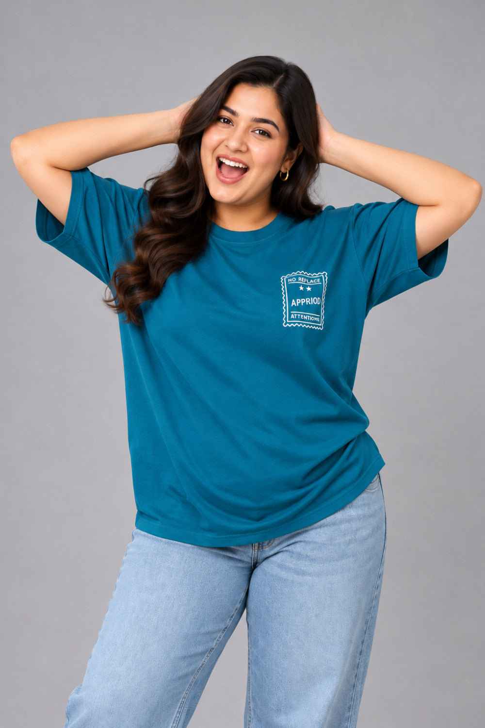 Cupid Woman Basic Printed Cotton Tees In Plus Sizes