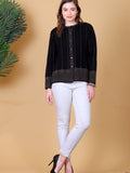 Fancy Jacquard Knit Cardigan -Black