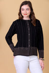 Fancy Jacquard Knit Cardigan -Black